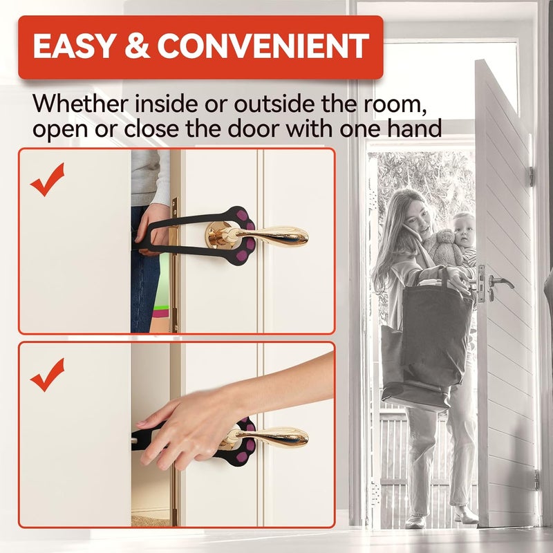 TGIOW Cat Door Latch, 2 Pcs Cat Door Stopper Pet Door Latch to Keep Dog Out of Litter Box and Food, Door Prop for Cat with 4 Adjustable Size Strap 2.2-5" Wide, No Measuring, Easy to Install, Black - Image 3